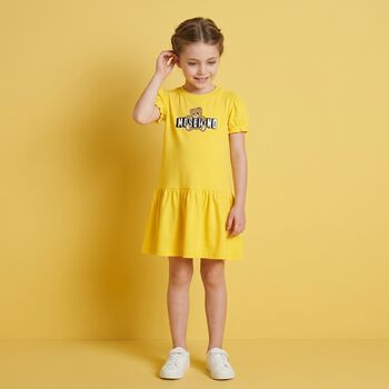 Younger Girls Yellow Teddy Bear Logo Dress