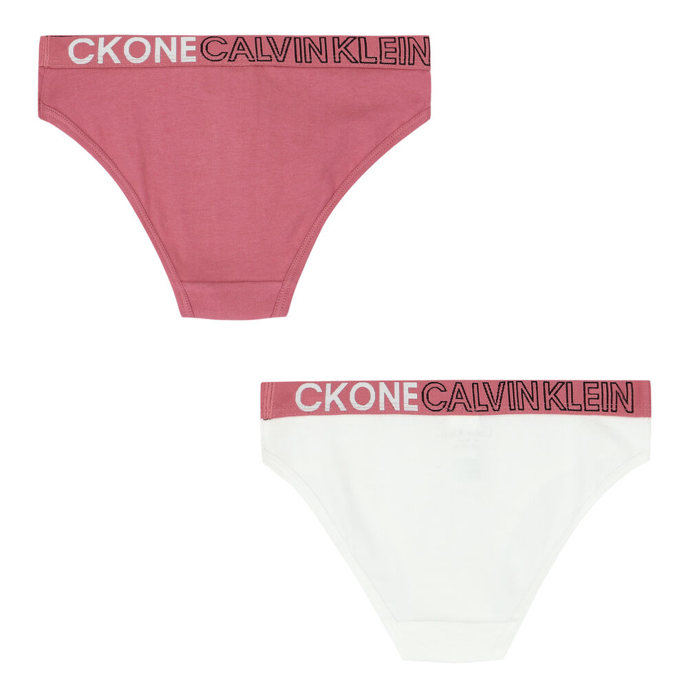 Calvin Klein Girls Pink & White Bikini Brief (2-Pack)