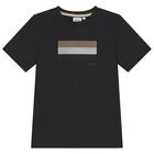 Boys Black Logo T-Shirt, 3, hi-res