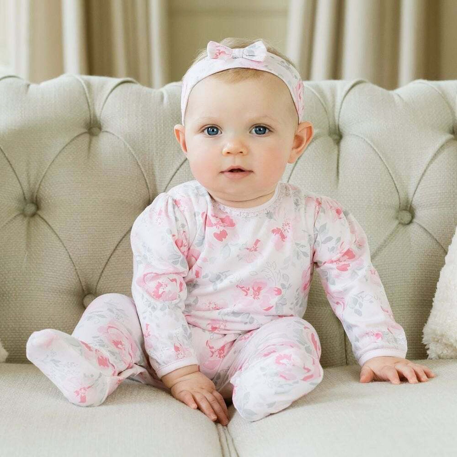 Baby Girls Pink Floral Babygrow Set, 1, hi-res image number null