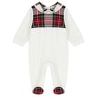 Baby Boys Ivory Tartan Babygrow, 1, hi-res