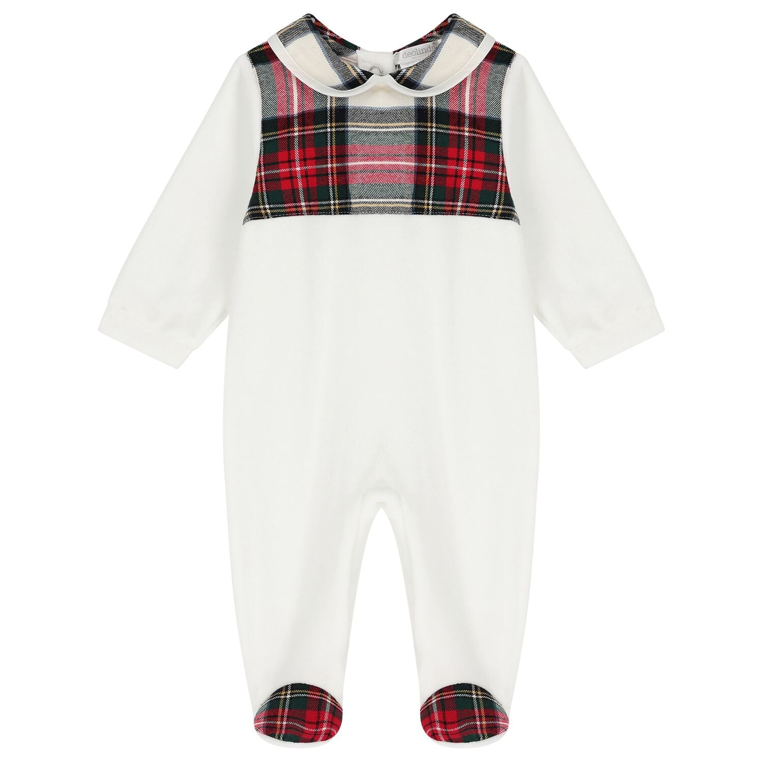 Baby Boys Ivory Tartan Babygrow, 1, hi-res
