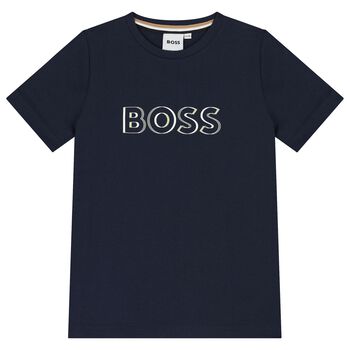 Boys Navy Blue Logo T-Shirt