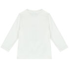 Younger Boys White Logo Long Sleeve Top, 1, hi-res