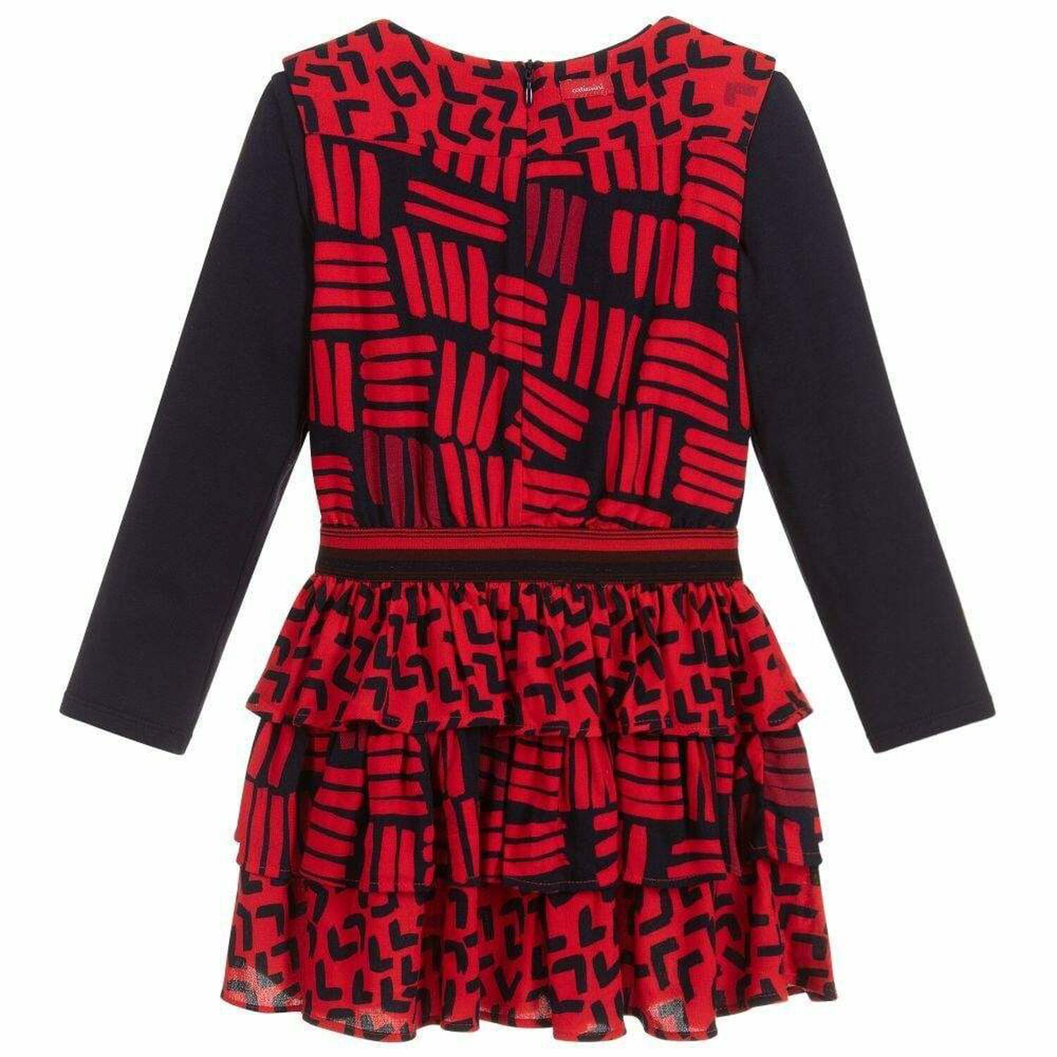 Girls Red & Navy Printed Dress, 1, hi-res image number null