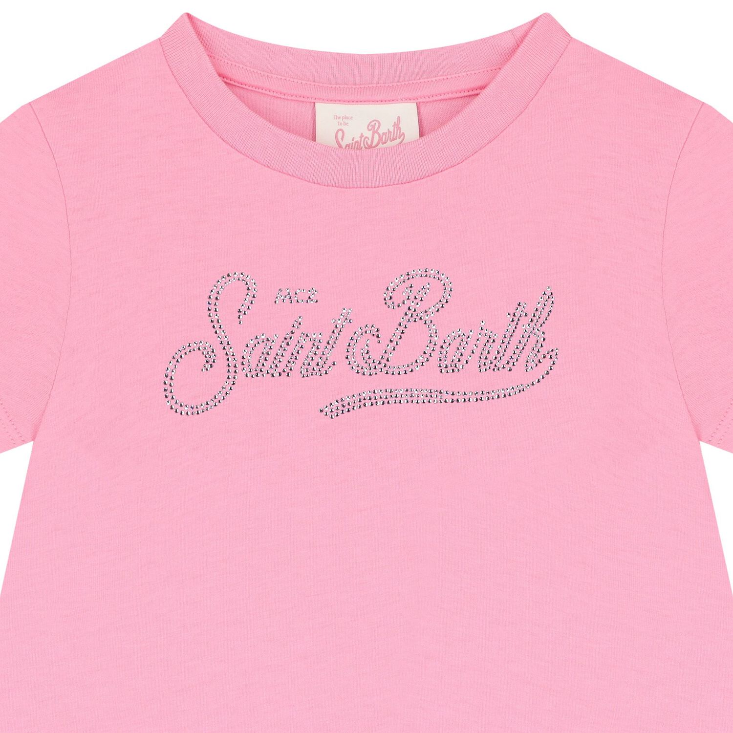 Girls Pink Strass Crystal Logo Dress, 1, hi-res image number null