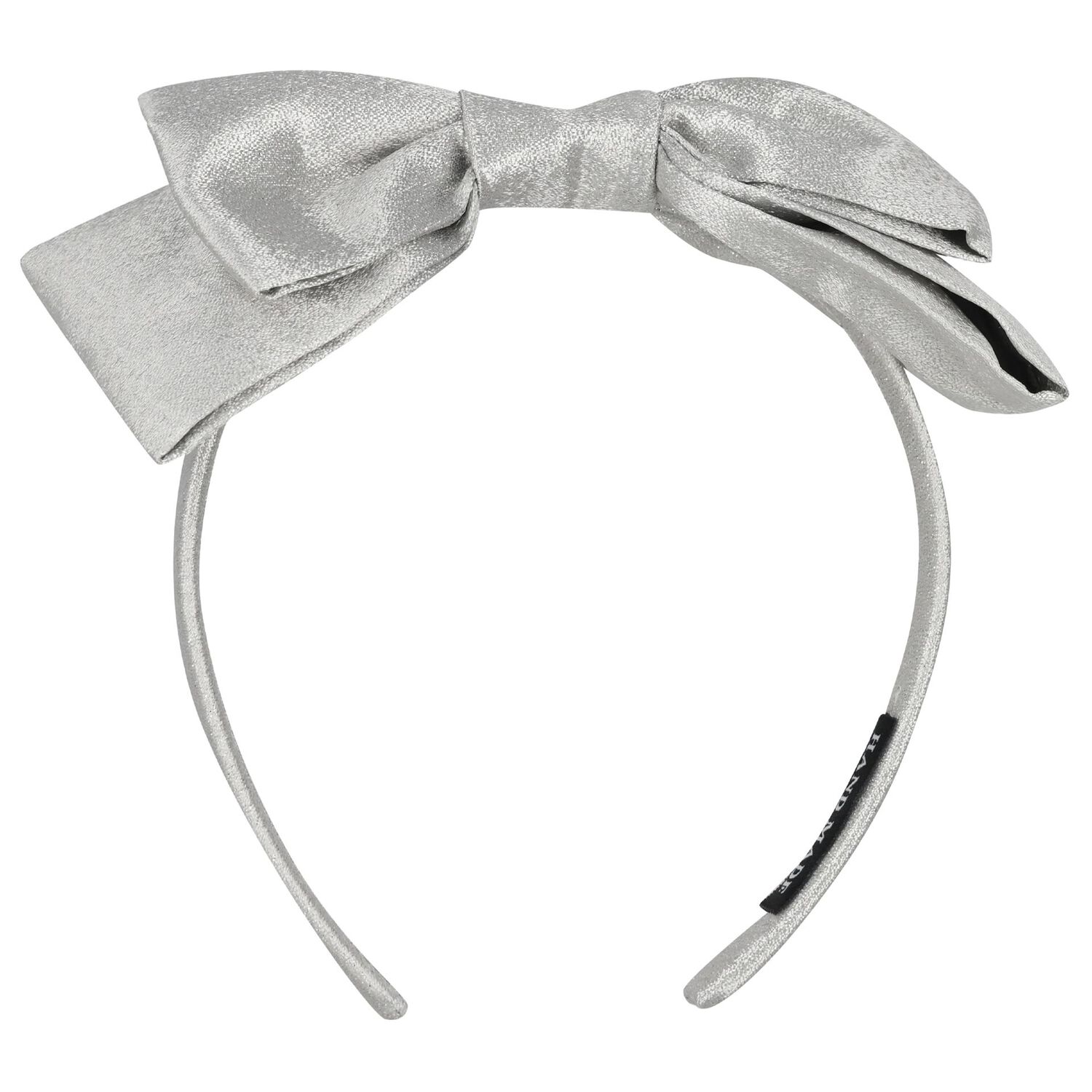 Girls Metallic Silver Bow Headband, 1, hi-res