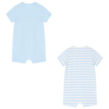 Baby Boys Blue & White Rompers ( 2 Pack )
