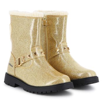 Girls Gold Glitters Boots