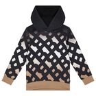 Boys White, Black & Beige Logo Hooded Top, 1, hi-res