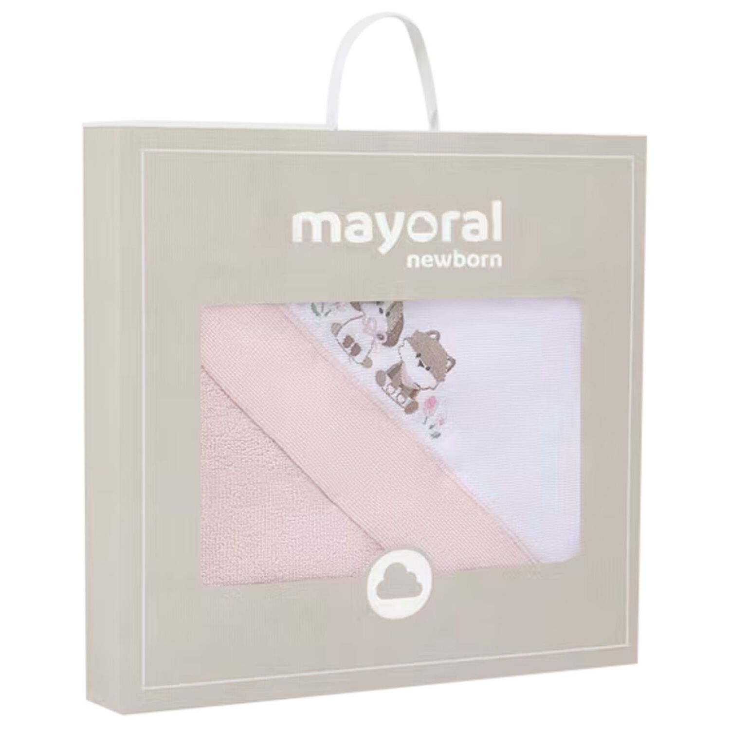 Baby Girls Pink Hooded Towel, 2, hi-res