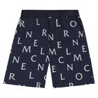 Boys Navy Logo Shorts, 1, hi-res