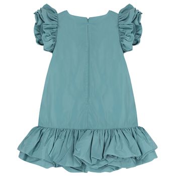 Girls Aqua Ruffled Dress
