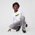 Boys Mini Me White Logo Long Sleeve Top, 1, hi-res