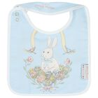 Blue & White Spring Bunny Baby Satin Bib, 1, hi-res
