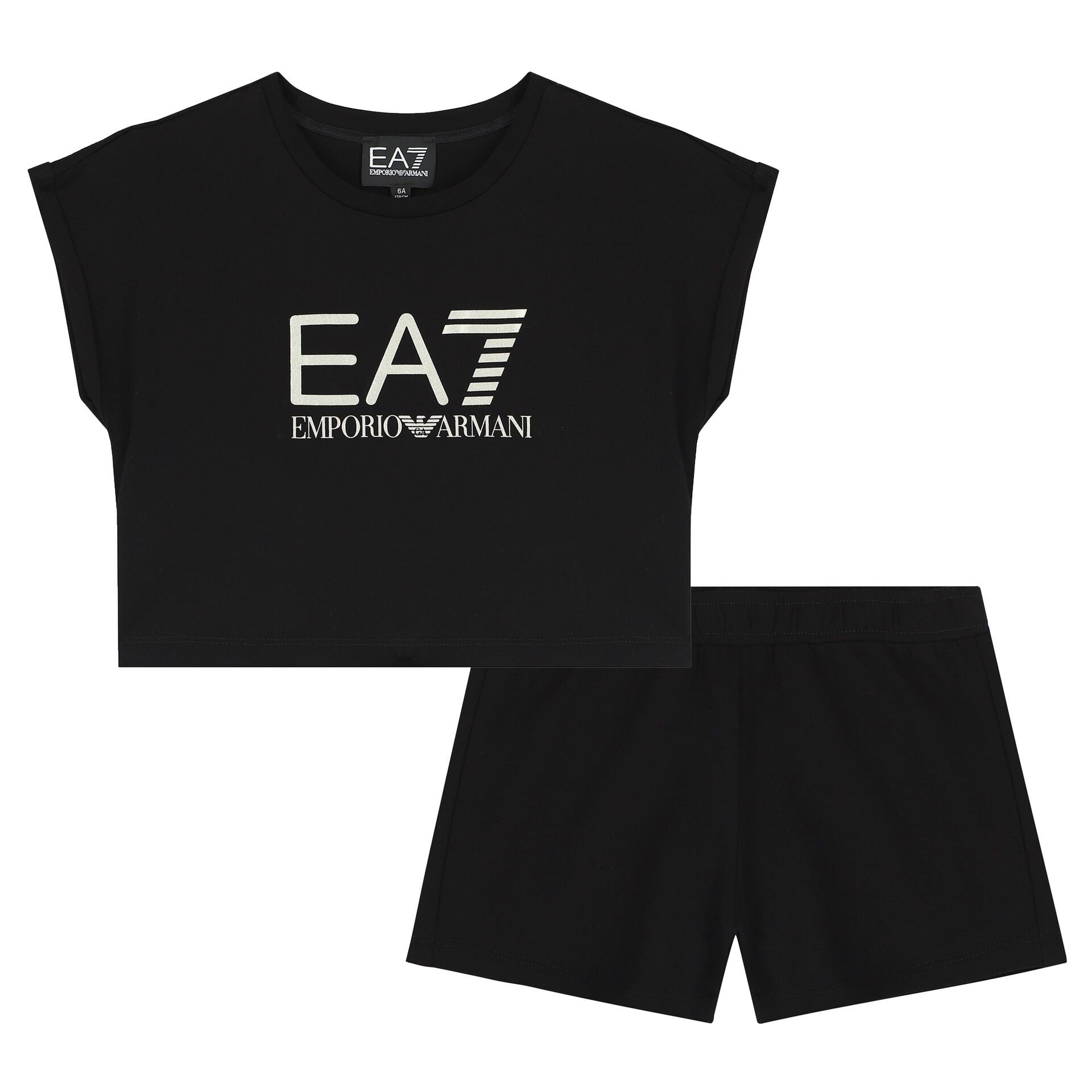 EA7 Emporio Armani Girls Black Logo Shorts Set Junior Couture Bahrain