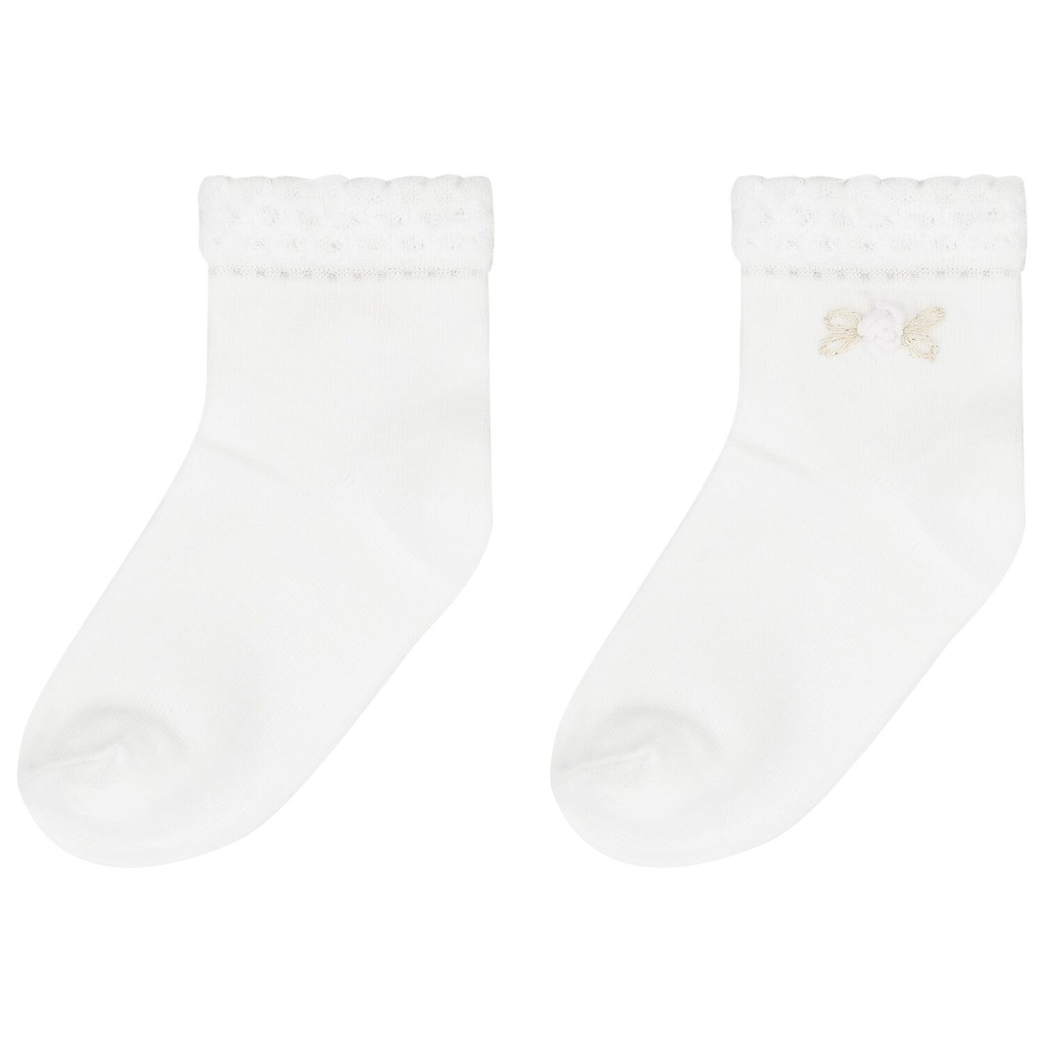 Girls White & Blue Socks ( 2-Pack ), 1, hi-res image number null