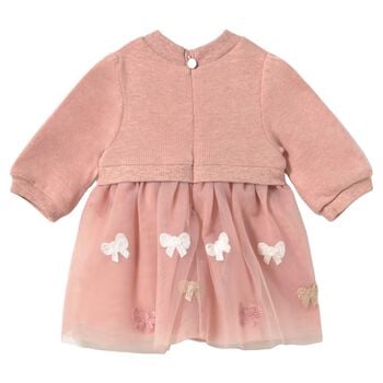 Baby Girls Pink Bow Tulle Dress