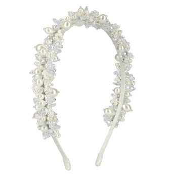 Girls White Embellished Pearl & Crystal Hairband