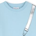 Girls Pale Blue Bag Print Dress, 1, hi-res