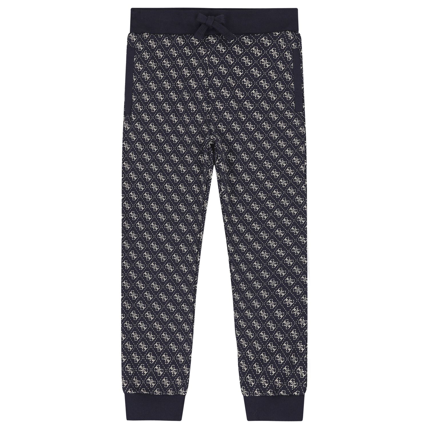Boys Navy Blue Logo Joggers, 1, hi-res