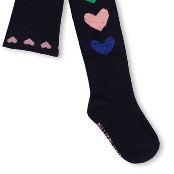 Girls Navy Blue Hearts Tights