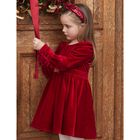 Girls Red Embellished Velvet Dress, 2, hi-res