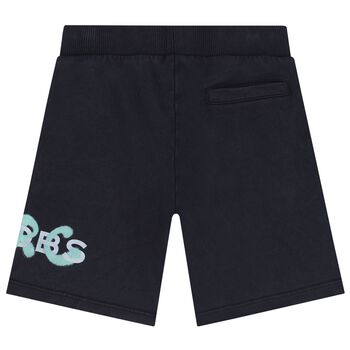 Boys Black Logo Bermuda Shorts