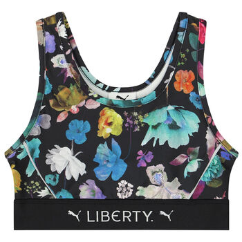 Girls Black Floral Logo Crop Top