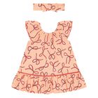 Younger Girls Beige Bow Dress Set, 1, hi-res