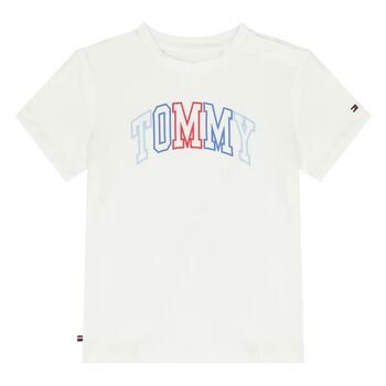 Younger Boys White Logo T-Shirt
