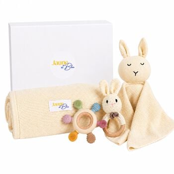 Ivory Baby Blanket & Bunny Comforter Gift Set 