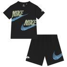 Boys Black Logo Shorts Set, 1, hi-res