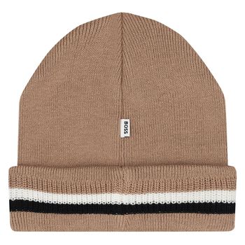 Baby Boys Beige Logo Beanie Hat