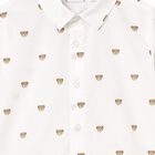 Younger Boys White & Beige Teddy Bear Shirt, 1, hi-res