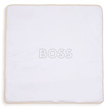 Beige & White Logo Baby Blanket
