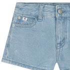 Girls Blue Logo Denim Shorts, 1, hi-res