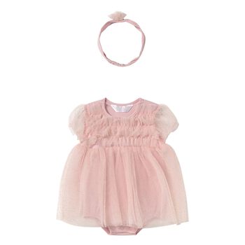 Baby Girls Pink Glitter Bodysuit Dress Set