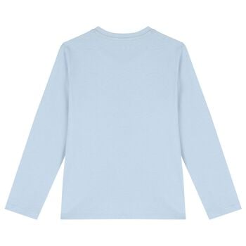 Boys Blue Bear Logo Long Sleeve Top