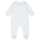 Baby Boys Blue & Ivory Logo Babygrow, 4, hi-res