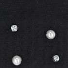 Girls Black Embellished Knitted Gloves, 2, hi-res