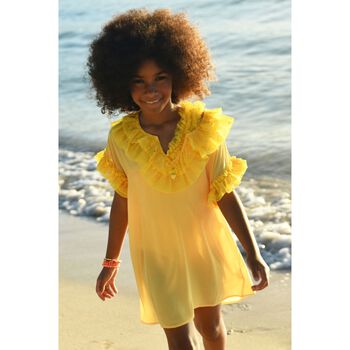 Girls Yellow Chiffon Sequin Kaftan