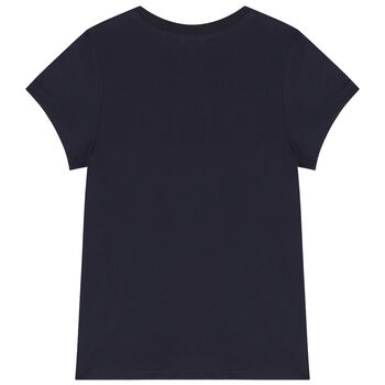 Girls Navy Blue Logo T-Shirt