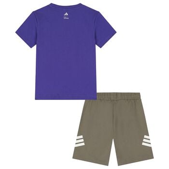 Boys Purple & Beige Mickey Mouse Disney Shorts Set