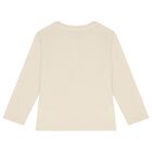 Boys Beige Logo Long Sleeve Top, 1, hi-res