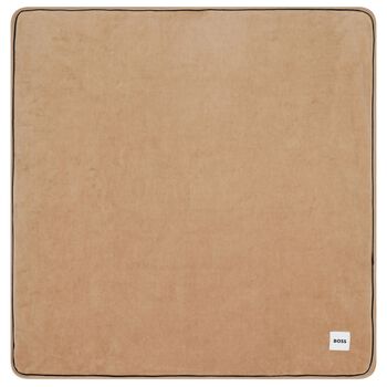 Beige & White Logo Padded Baby Blanket
