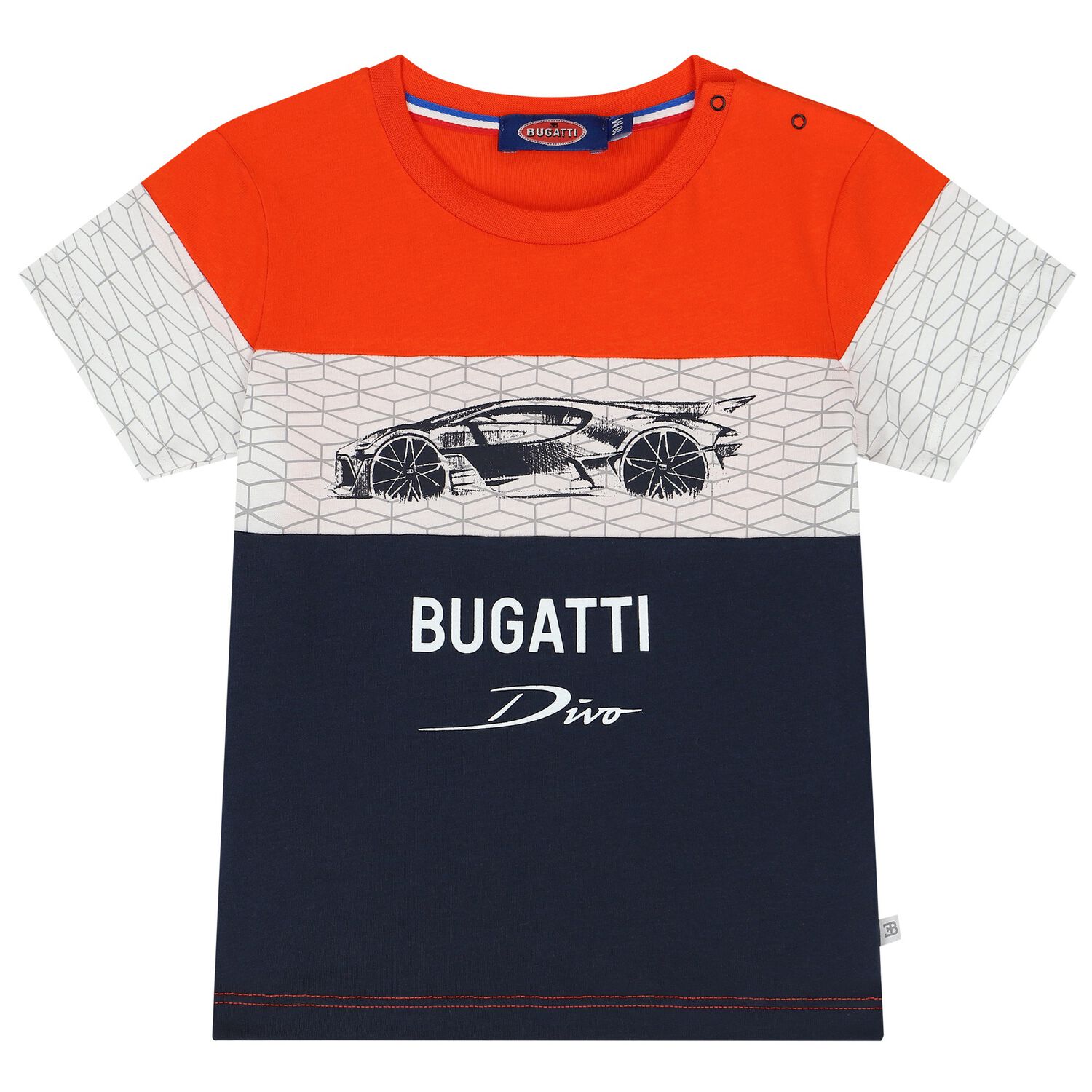 Younger Boys Orange, White & Navy Logo T-Shirt, 1, hi-res