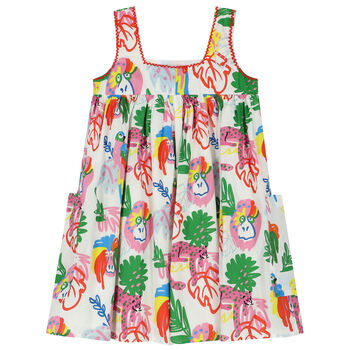 Girls Ivory Animals & Leaves Dress