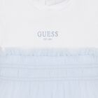 طقم فستان تول بشعار باللون الأبيض والأزرق للبنات, 1, hi-res