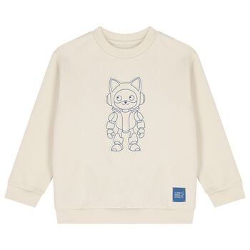 Boys Beige Robot Sweatshirt